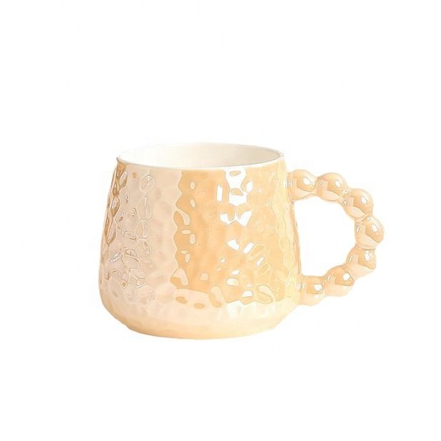 430ML High quality colorful creative mug ceramic mug with pearl handle