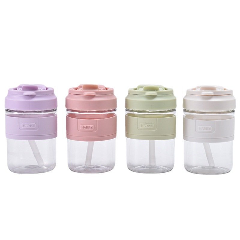 420ML Hot Sell BPA Free Tritan Customized Children Plastic Milk Mugs Chunky Plastic Water Bottle Milk Cups With Straw