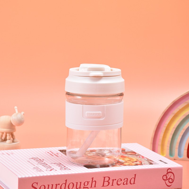 420ML Hot Sell BPA Free Tritan Customized Children Plastic Milk Mugs Chunky Plastic Water Bottle Milk Cups With Straw