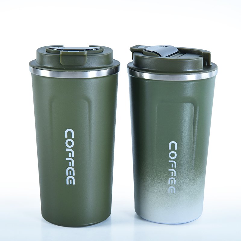 Environmentally Custom Logo 380Ml 510Ml Stainless Steel Coffee Water Bottle Gradient Multi-Color Outdoor Travel Mug With Lid