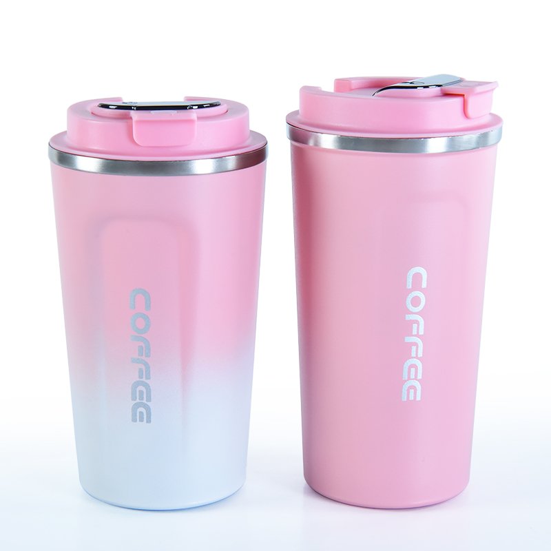 Environmentally Custom Logo 380Ml 510Ml Stainless Steel Coffee Water Bottle Gradient Multi-Color Outdoor Travel Mug With Lid