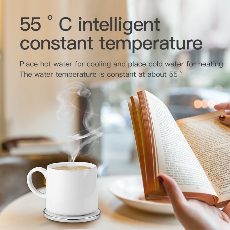 2024 New Product Wireless Charger Heated Electric Cups Coffee Mug With Lid Wireless Heat Automatic Cup Warmer