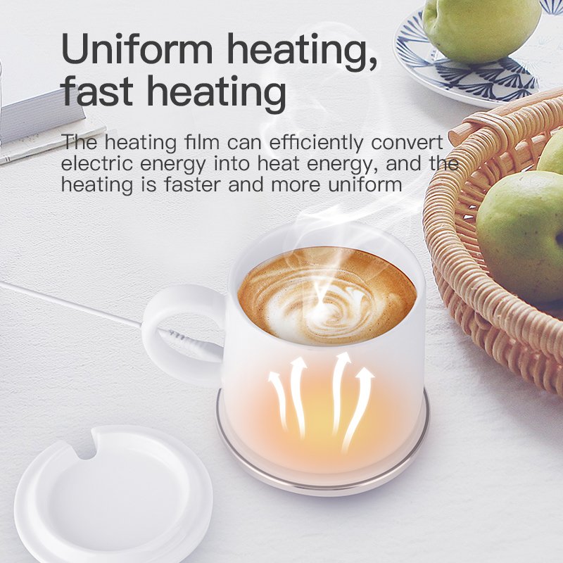 2024 New Product Wireless Charger Heated Electric Cups Coffee Mug With Lid Wireless Heat Automatic Cup Warmer
