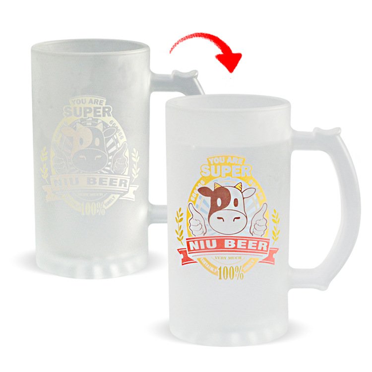 cheaper Sublimation Glass Cup Wholesale Sublimation Blank Beer Mug 16 OZ Transparent Frosted Beer Mug Sublimation Beer Mug