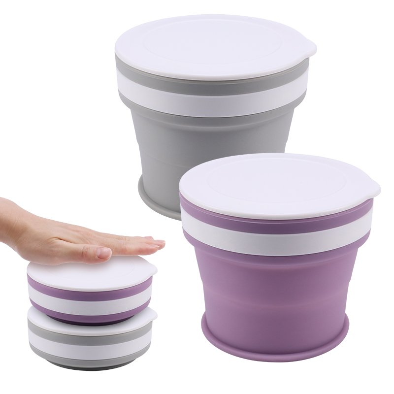 Custom 200ml 270ml Retractable Portable Foldable Cup Travel Drinking Folding Mug Silicone Collapsible Camping Water Cup With Lid