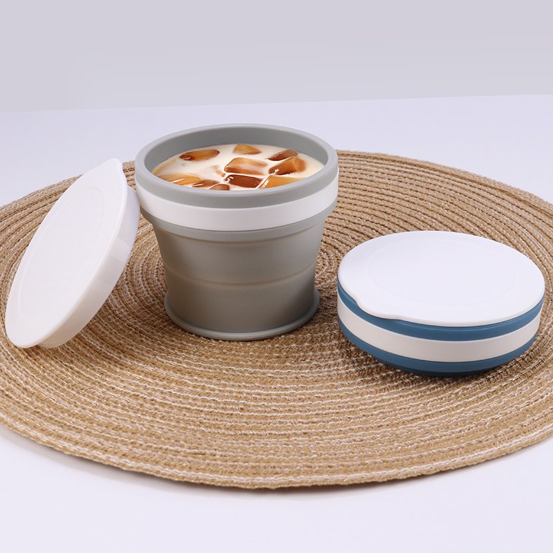 Custom 200ml 270ml Retractable Portable Foldable Cup Travel Drinking Folding Mug Silicone Collapsible Camping Water Cup With Lid