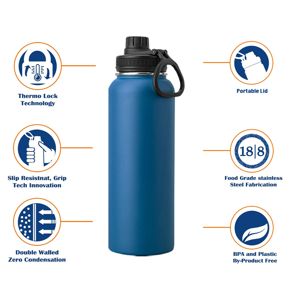 New Design 40oz Hydro Water Sport Bottle Double Wall Insulated Vacuum Flask Stainless Steel Water Bottle Tumbler Gift Gym Metal