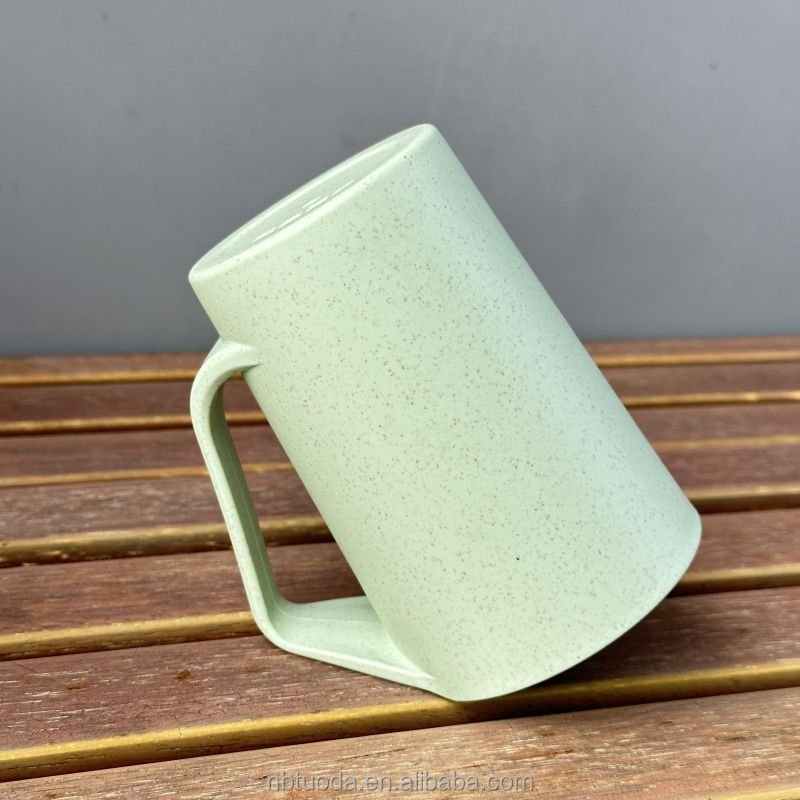 16 oz Eco Friendly wheat straw water cup with handles reusable coffee cup travel wheat straw mugs