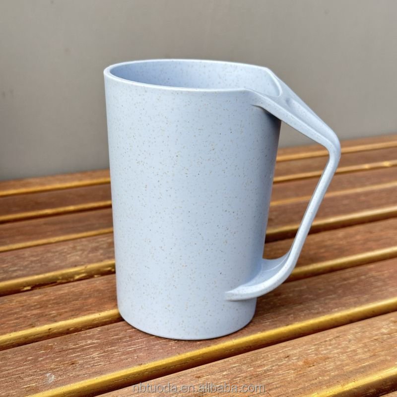16 oz Eco Friendly wheat straw water cup with handles reusable coffee cup travel wheat straw mugs