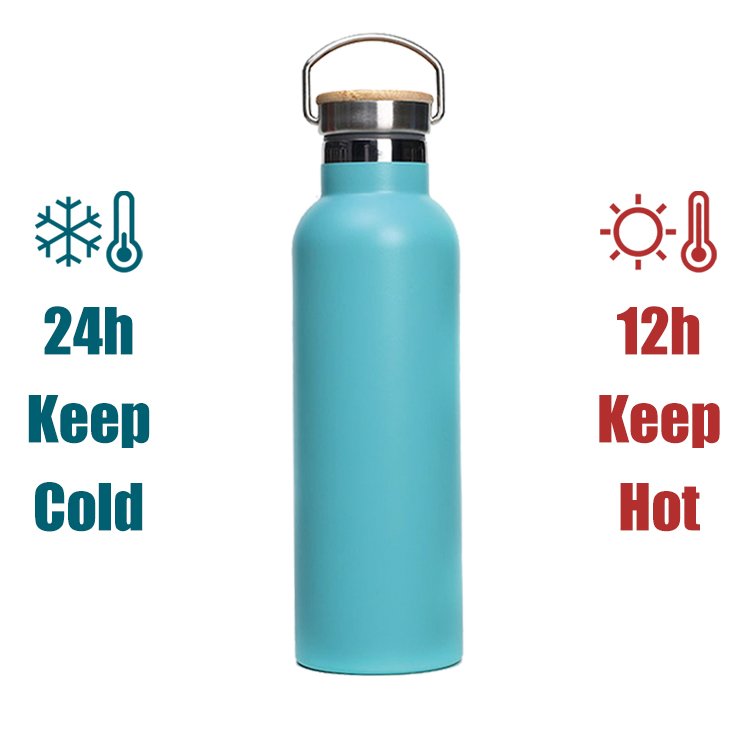 Eco-friendly bamboo cover Personalized 304 Stainless Steel Water Bottle Laser Engraved Double Walled Vacuum Insulated Bottle