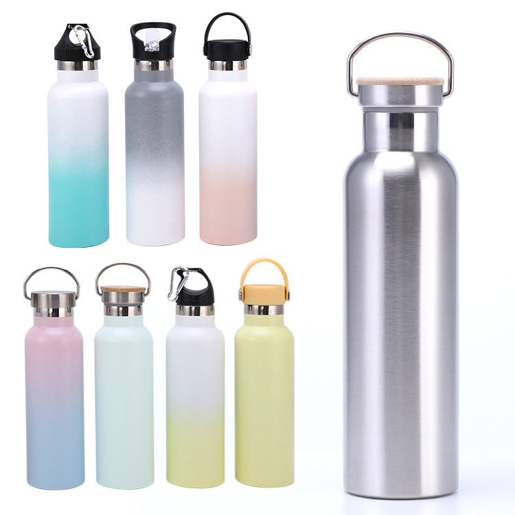Eco-friendly bamboo cover Personalized 304 Stainless Steel Water Bottle Laser Engraved Double Walled Vacuum Insulated Bottle