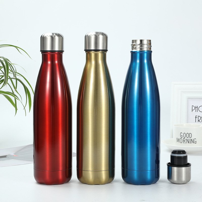 Personal 12oz 17oz Vacuum Flasks Glossy Paint Coating 500ml Stainless Steel Cola Shaped Water Bottles Coffee Mugs Tumbler Cups