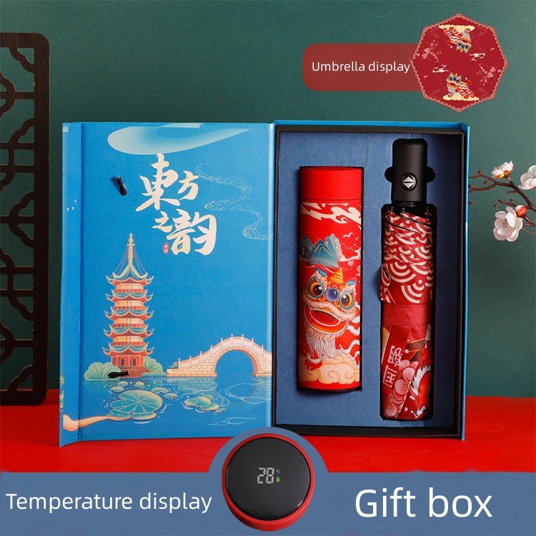 Luxury gift set 316 stainless steel vacuum flask thermos termos water bottle with umbrella business valentines day gift 2023
