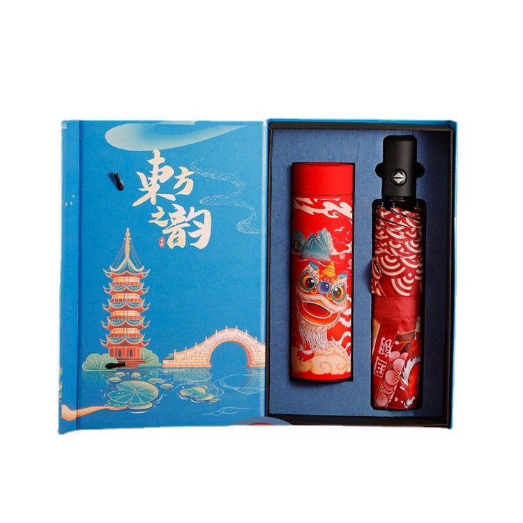Luxury gift set 316 stainless steel vacuum flask thermos termos water bottle with umbrella business valentines day gift 2023