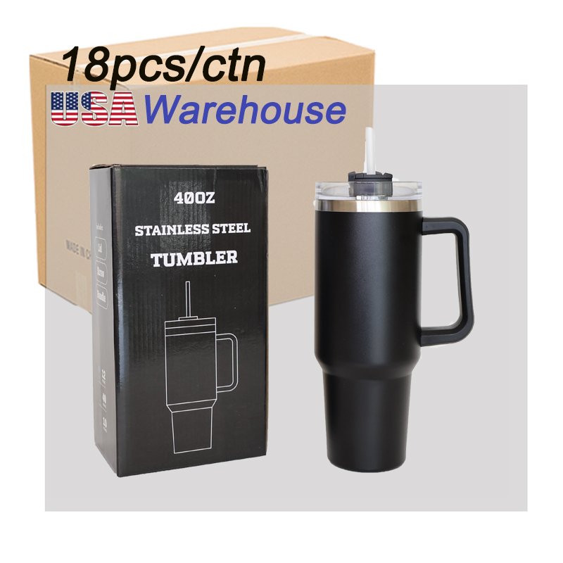 40oz Stainless Steel Tumbler with Handle White Blanks Sublimation Travel Coffee Mug Vacuum Bottle for Water for Back to School