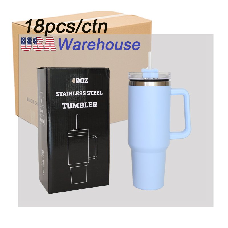 40oz Stainless Steel Tumbler with Handle White Blanks Sublimation Travel Coffee Mug Vacuum Bottle for Water for Back to School