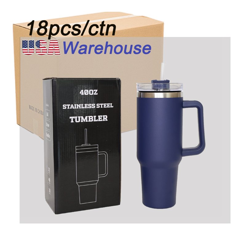40oz Stainless Steel Tumbler with Handle White Blanks Sublimation Travel Coffee Mug Vacuum Bottle for Water for Back to School