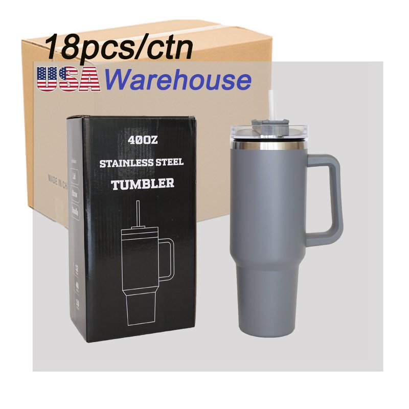 40oz Stainless Steel Tumbler with Handle White Blanks Sublimation Travel Coffee Mug Vacuum Bottle for Water for Back to School