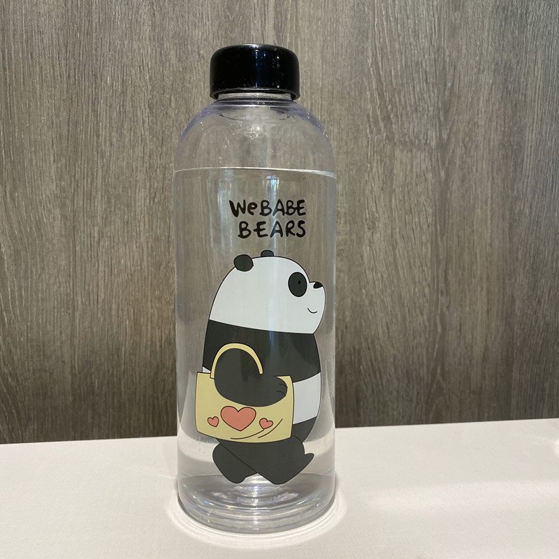 Cute Panda Bear Cup 1000ml Water Bottles With Straw Transparent Cartoon Water Bottle Drinkware Frosted Leak-proof Protein Shaker