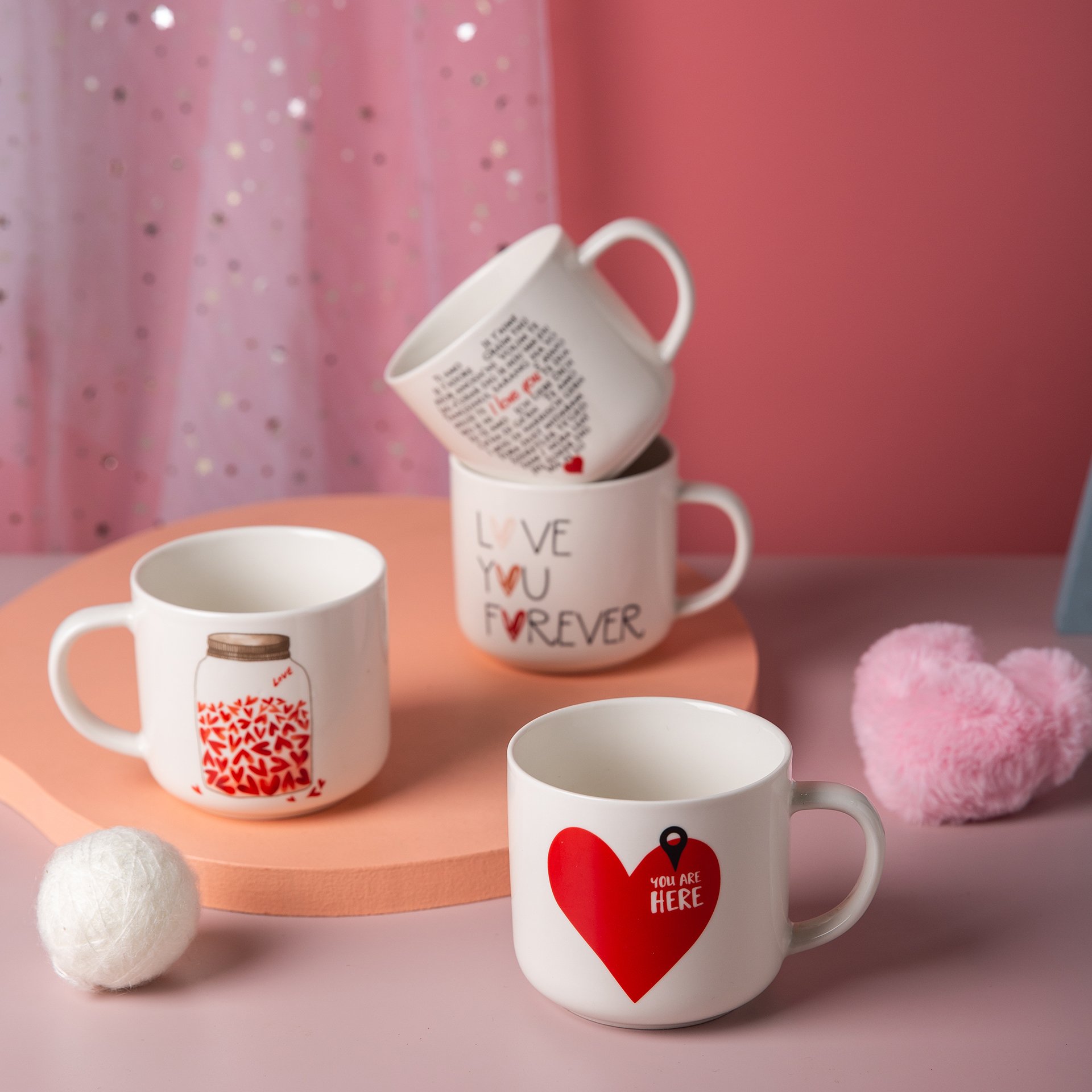 Hot Sale Mothers day wholesale gift ceramic coffee cup promo pink color gift mug for Mom