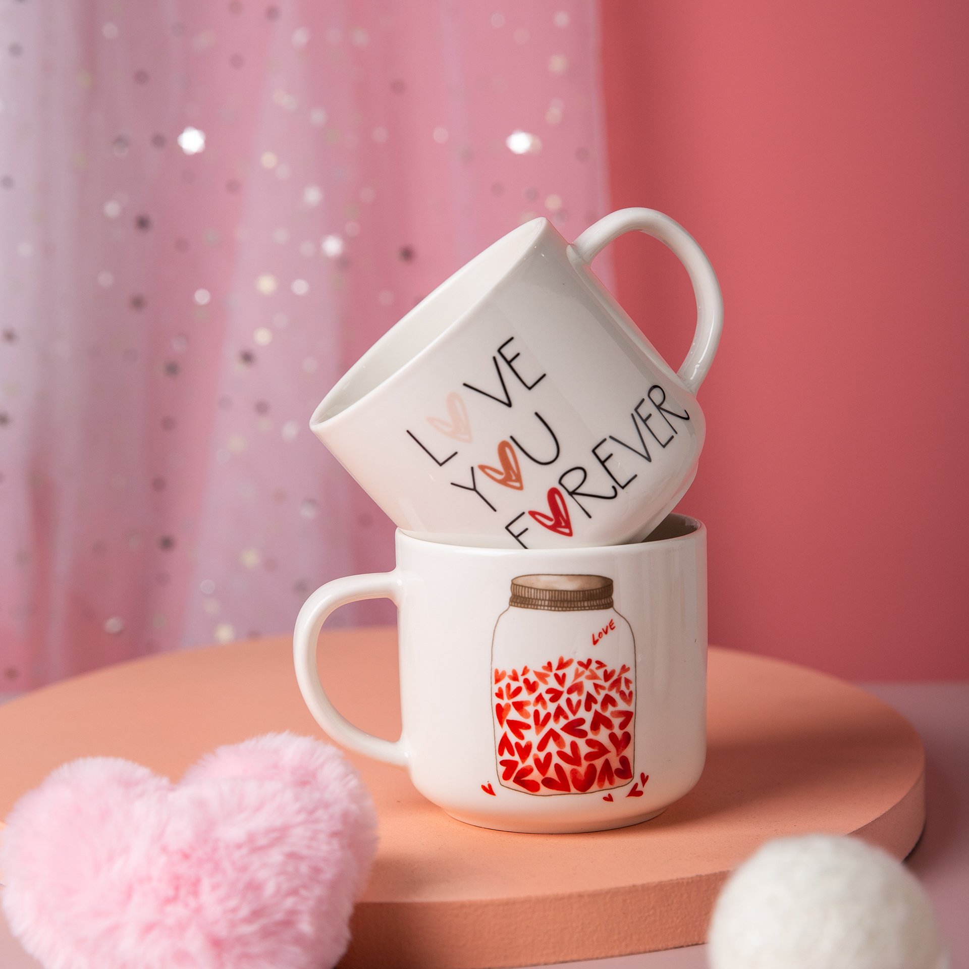 Hot Sale Mothers day wholesale gift ceramic coffee cup promo pink color gift mug for Mom