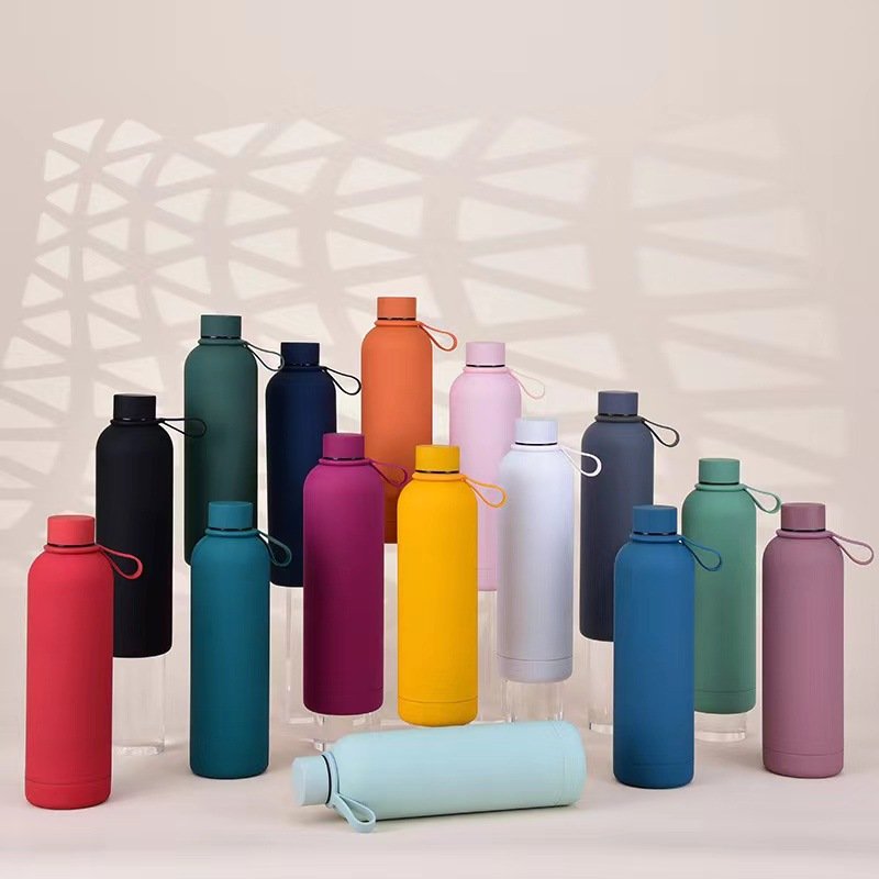 BPA Free Rubber Paint 500ml Double Wall Small Mouth Stainless Steel Sport Flask Water Bottle Insulated Vacuum Tumbler