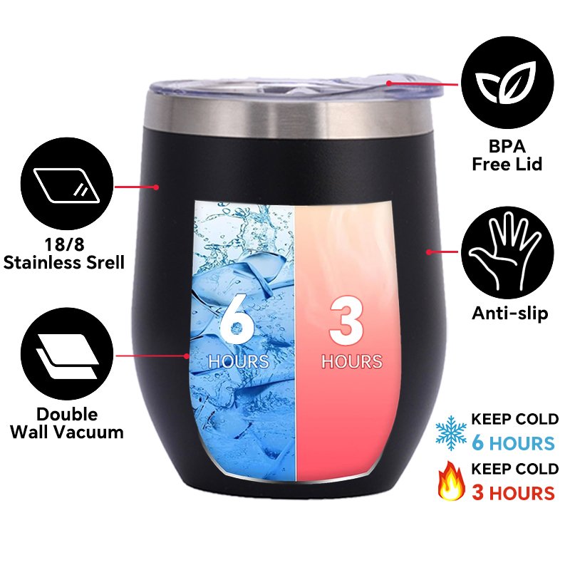 12Oz Stainless Steel Wine Tumbler Gold Mug Cup water bottle logo thermal stainless steel cup mug custom vacuum 12 oz egg tumbler