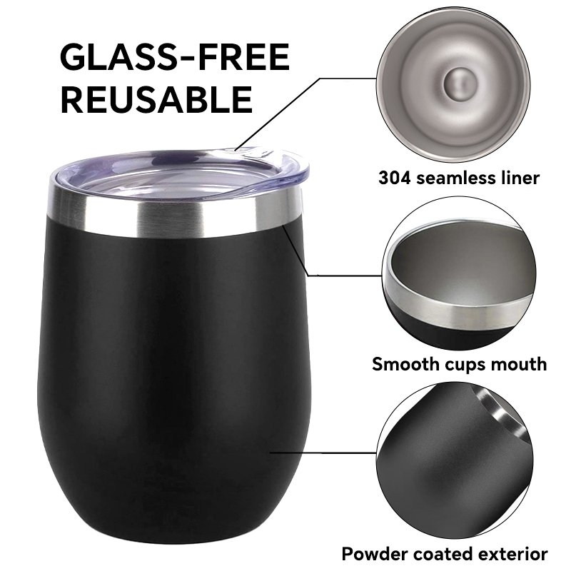 12Oz Stainless Steel Wine Tumbler Gold Mug Cup water bottle logo thermal stainless steel cup mug custom vacuum 12 oz egg tumbler