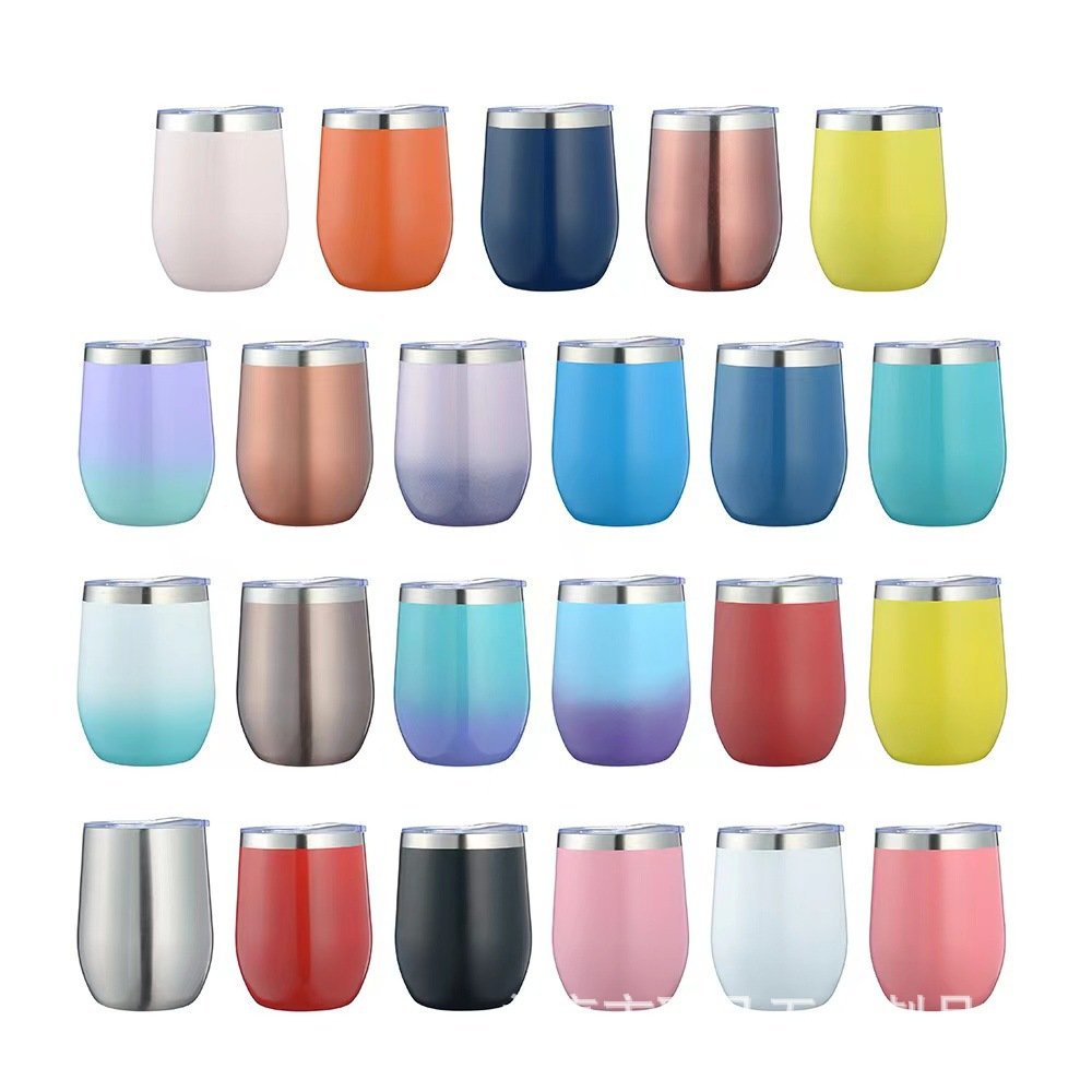 12Oz Stainless Steel Wine Tumbler Gold Mug Cup water bottle logo thermal stainless steel cup mug custom vacuum 12 oz egg tumbler