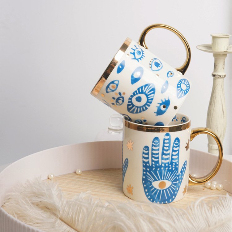 Eco-Friendly 350ml Ceramic Mugs Custom Design Coffee Cups Microwave Safe with Personality Size Own Decorative Style