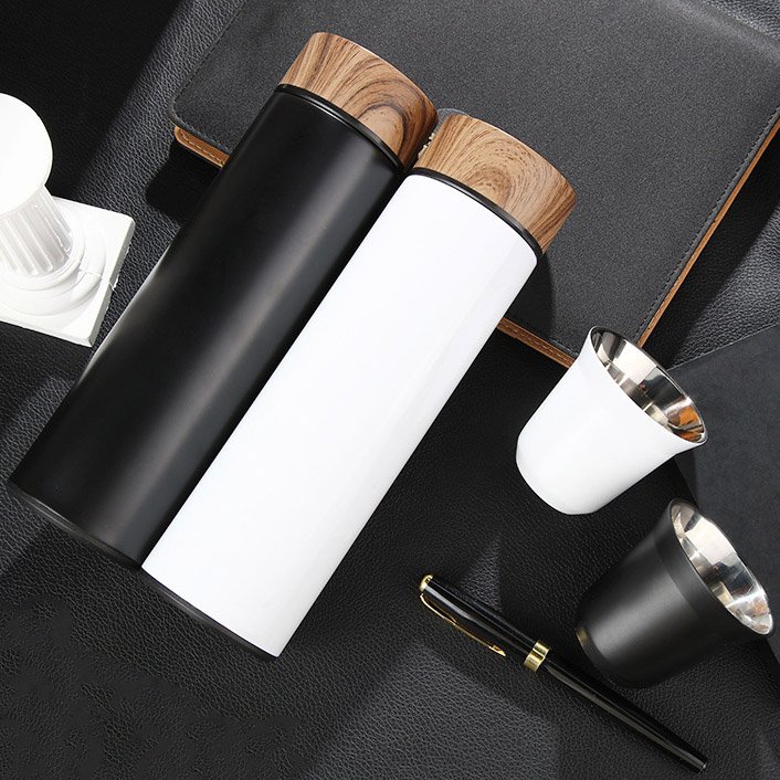 500ml New Design Stainless Steel Water Bottle 2pcs cups Gift Set Couple Coffee Mug Set Gift Box Vacuum Flask Set
