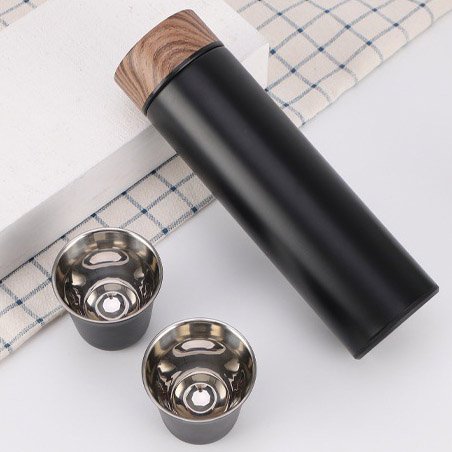 500ml New Design Stainless Steel Water Bottle 2pcs cups Gift Set Couple Coffee Mug Set Gift Box Vacuum Flask Set