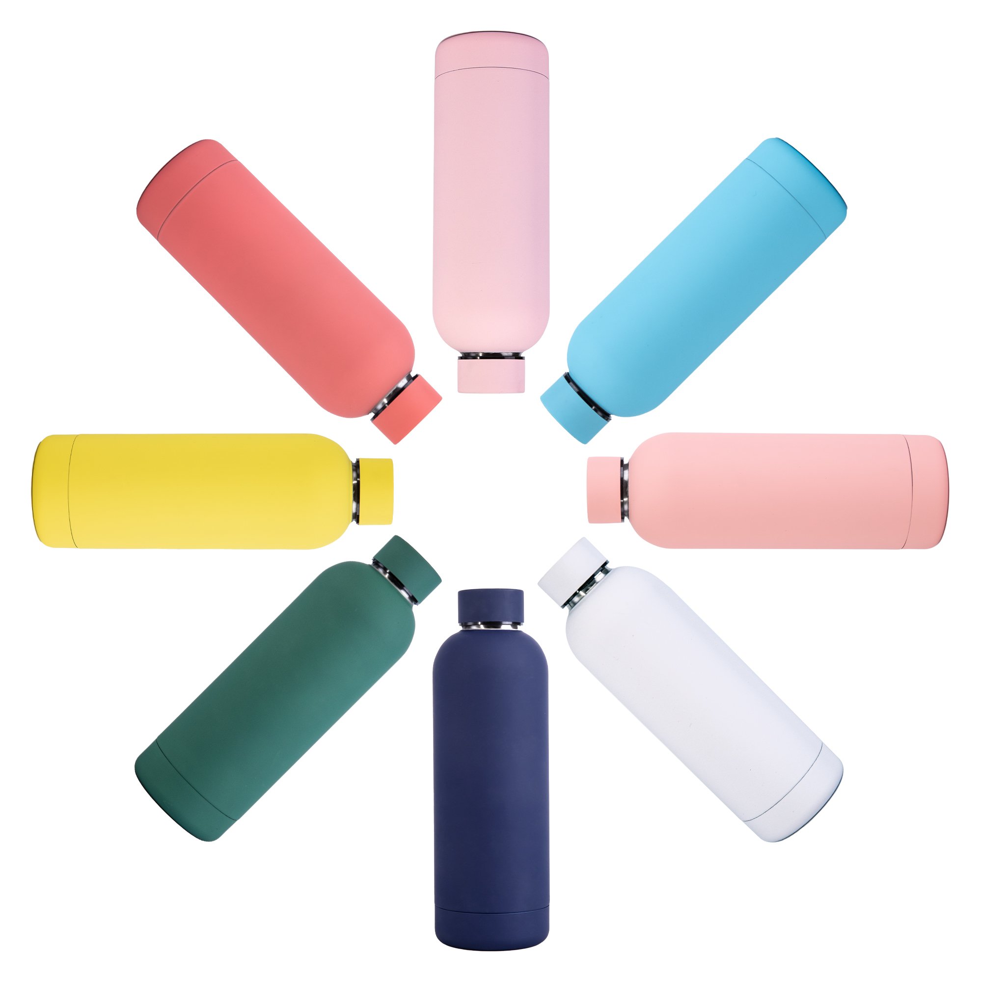 Custom Colorful 500Ml Stainless Steel Rubber Matte Paint Double Wall Thermo Flask Outdoor Small Mouth Water Bottle