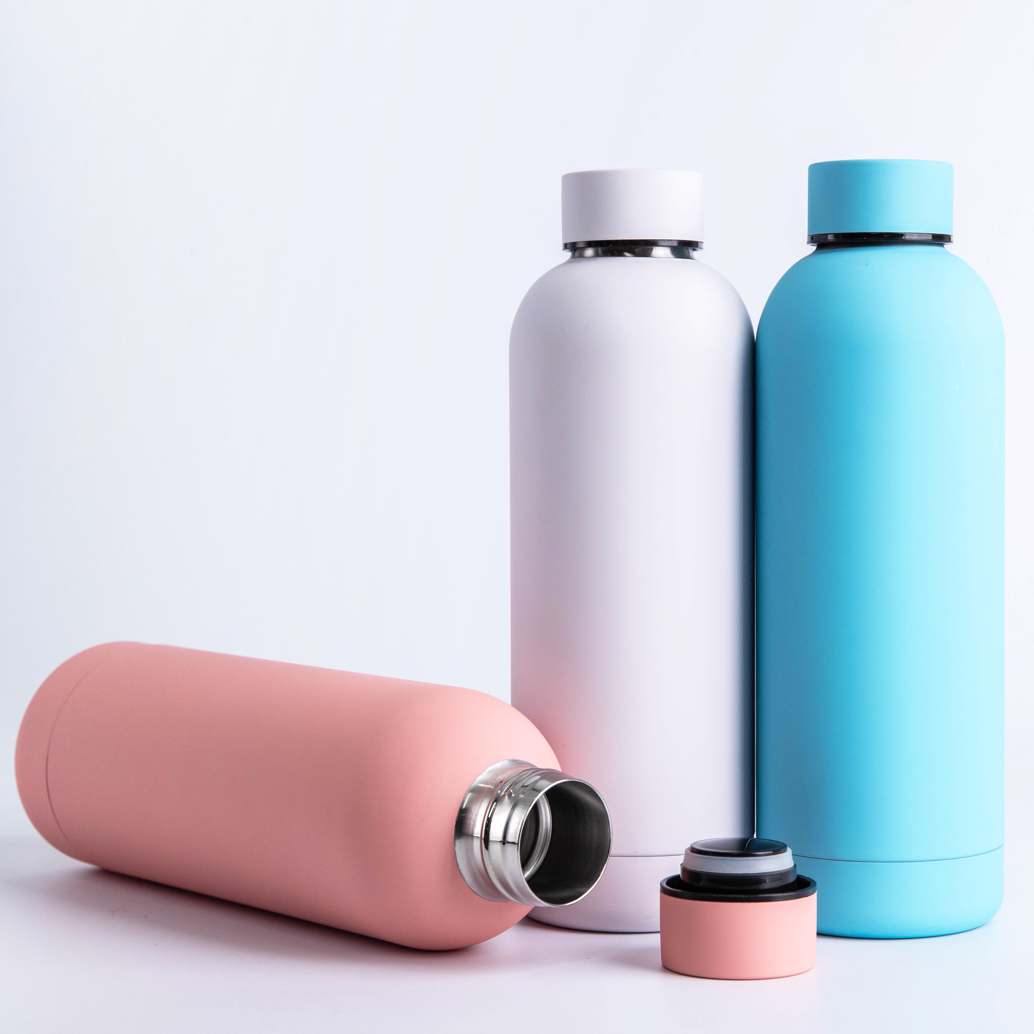 Custom Colorful 500Ml Stainless Steel Rubber Matte Paint Double Wall Thermo Flask Outdoor Small Mouth Water Bottle