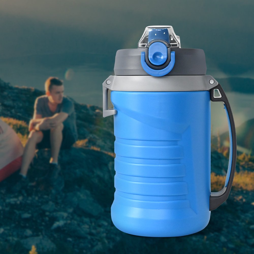 Custom 2L 2000ml 64oz large capacity double wall insulated vacuum flask sport gym insulated water bottles with straw
