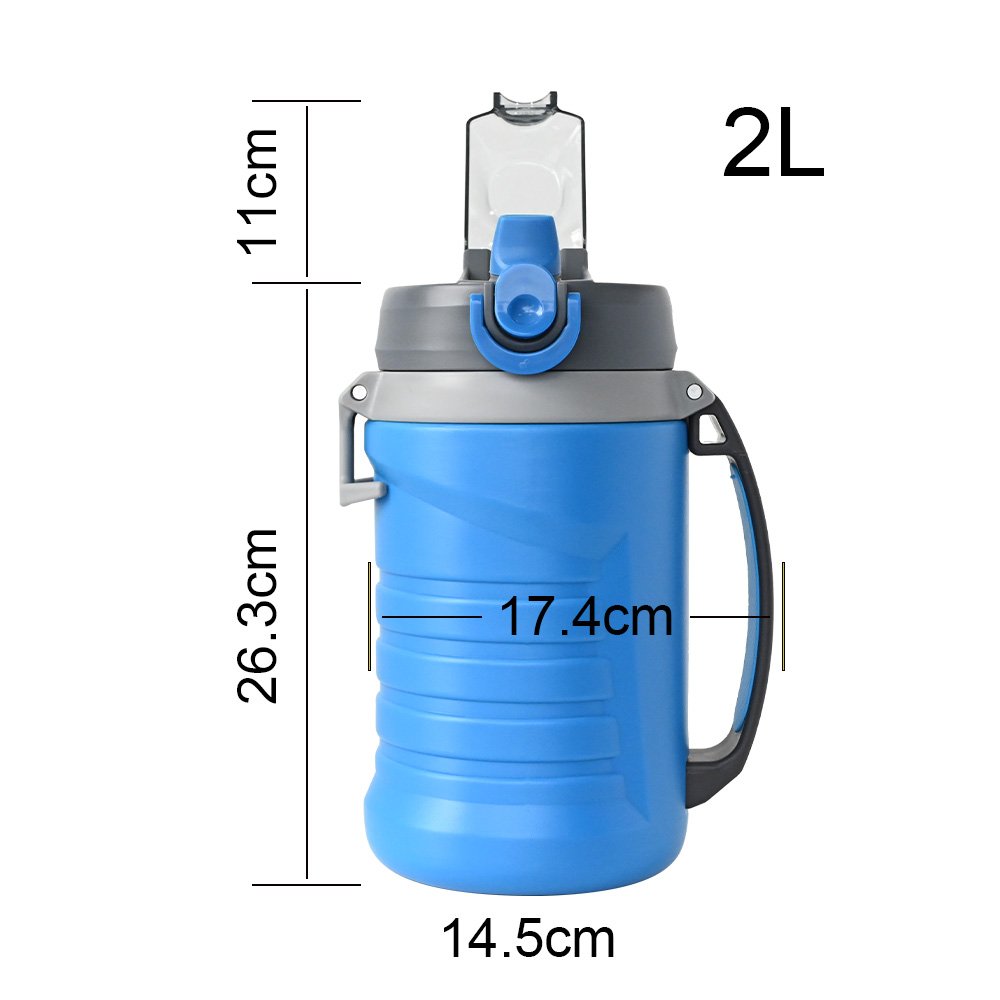 Custom 2L 2000ml 64oz large capacity double wall insulated vacuum flask sport gym insulated water bottles with straw