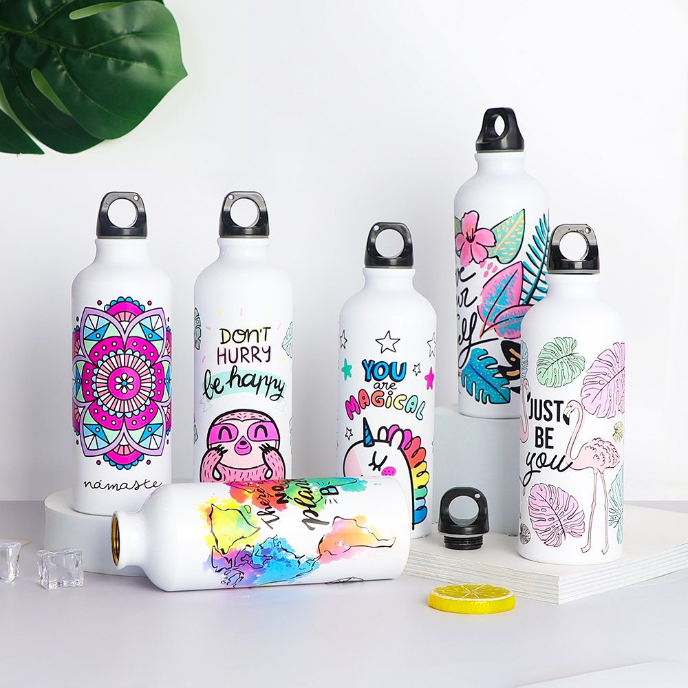 Wholesale color changing custom logo printing metal aluminum bike sublimation sports water bottle