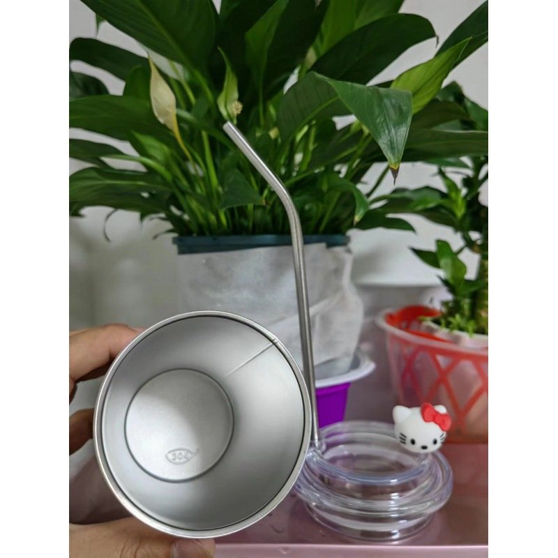 Hello KT stainless steel straw cup thermos vacuum flasks coffee mugs with lid