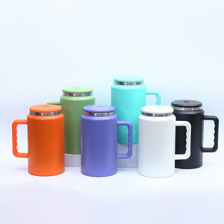 Hot Sale 50oz Large Capacity Handle Car Cup Outdoor Portable Coffee Cup Sublimation Beer Mug With Lid Flask Water Bottle