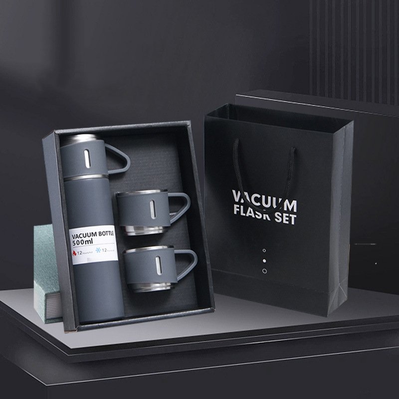 500ml business gift travel mug cup Custom Gift Logo 304 Stainless Steel vacuum flask Thermal Bottle And Cups with Gift Box
