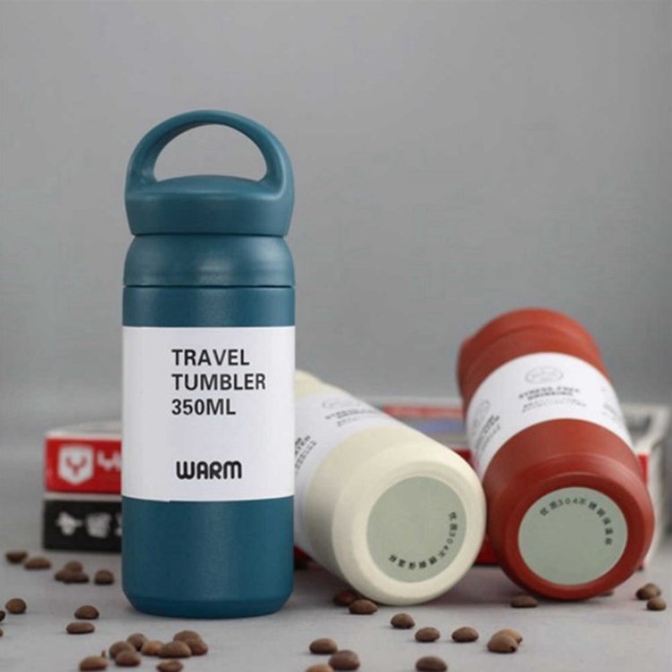 Portable Stainless Steel Vacuum Insulated Water Bottle 350ml 500ml Straight Tumbler Cups with Lid Handle