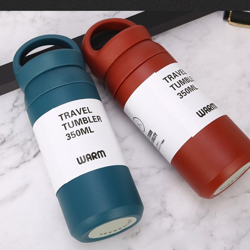 Portable Stainless Steel Vacuum Insulated Water Bottle 350ml 500ml Straight Tumbler Cups with Lid Handle