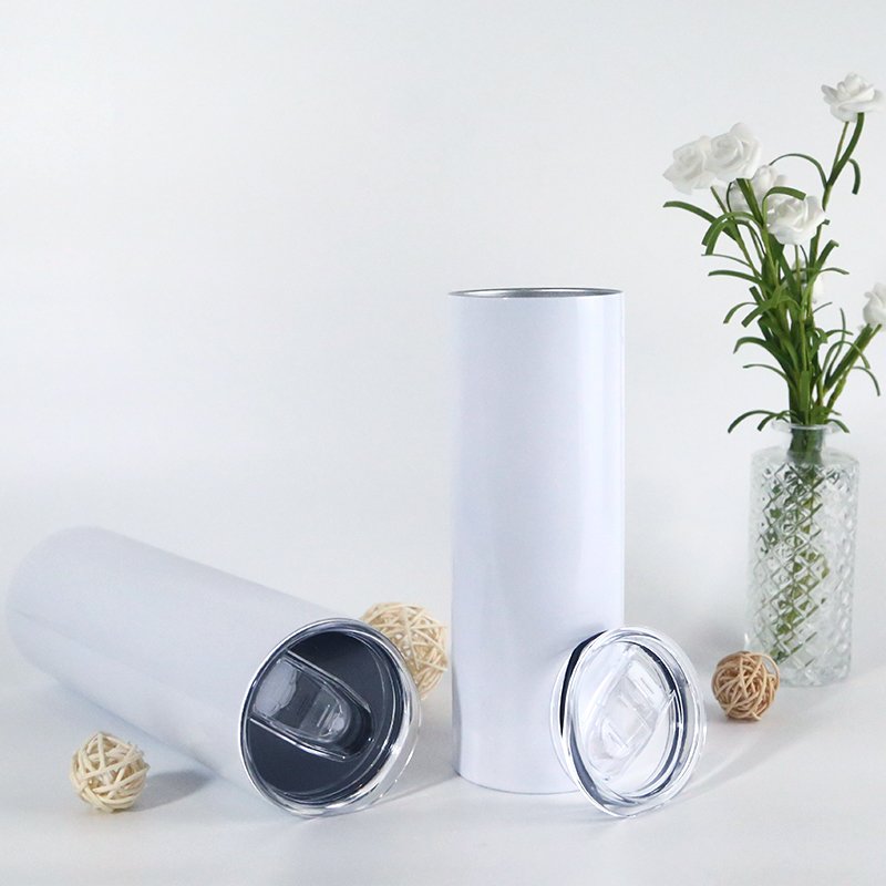 USA China Warehouse 30oz flat edge tumbler sublimation blanks stainless steel straight water bottle with plastic lid