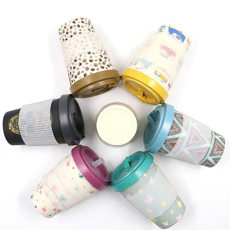 Custom Pattern Eco-friendly BPA Free RPET Coffee Cup Mug with lid
