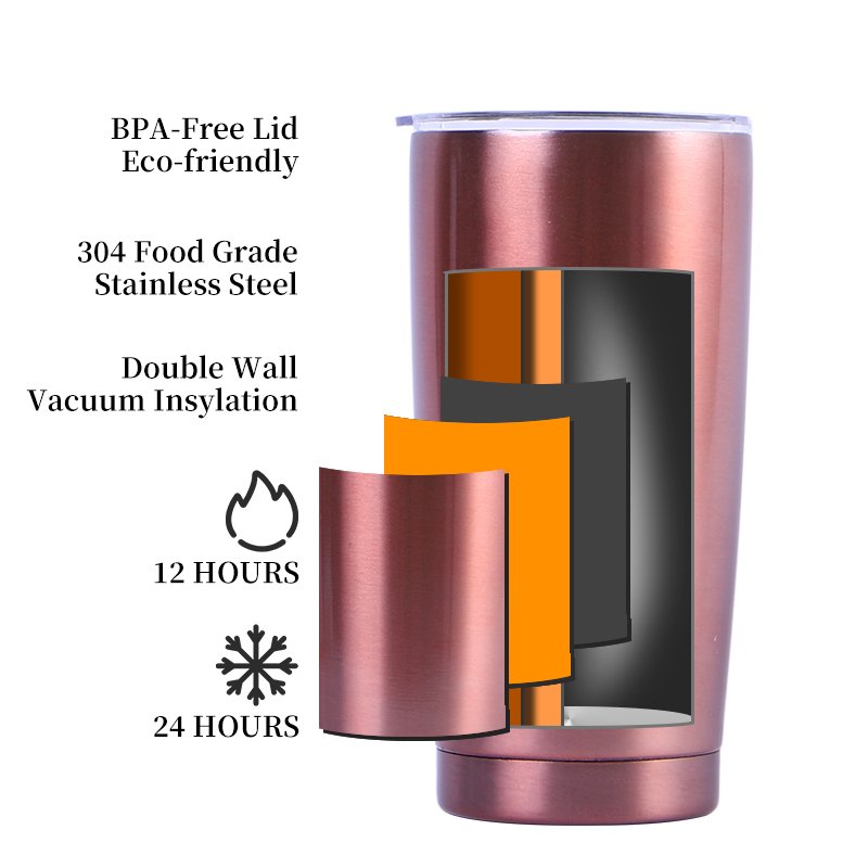 Eco Friendly Custom Logo 20oz Double Wall BPA Free 304 Stainless Steel Insulated Thermal Coffee Mug Cup Travel Tumble with Lid