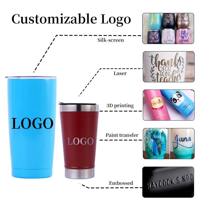 Eco Friendly Custom Logo 20oz Double Wall BPA Free 304 Stainless Steel Insulated Thermal Coffee Mug Cup Travel Tumble with Lid
