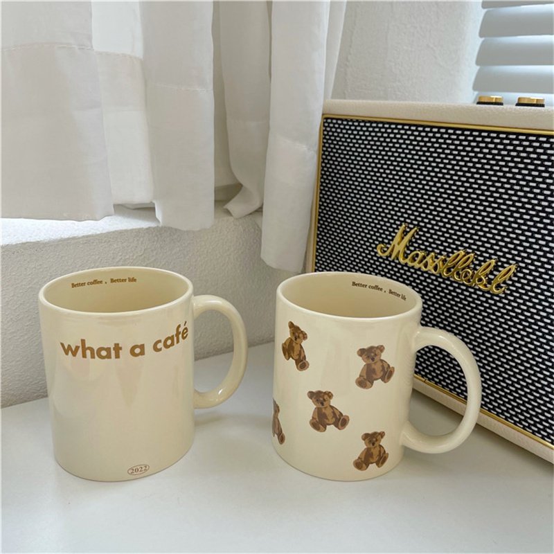 Customize Coffee Cup Cute Cream Bear Chubby Mug Leak-Proof Milk Tea Water Bottle Coffee Ceramic Mug With Handle