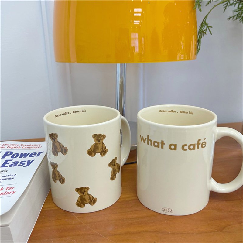 Customize Coffee Cup Cute Cream Bear Chubby Mug Leak-Proof Milk Tea Water Bottle Coffee Ceramic Mug With Handle