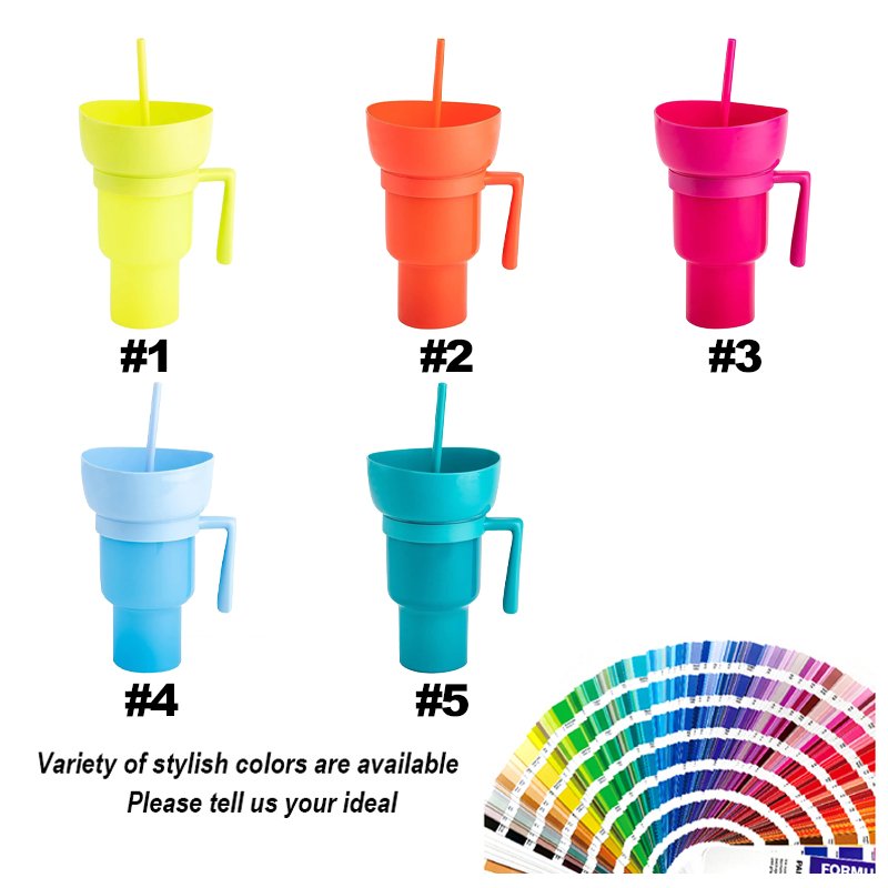 Custom 32oz Silica Gel Stadium Tumbler Drink Cup With Logo Snack Tray Bowl Wholesale Beverage 2 in 1 Popcorn Chips Cola Mug
