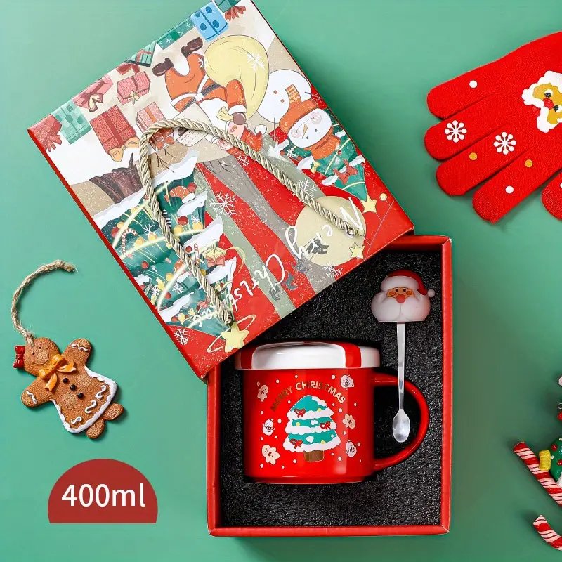 Wholesale Of Cute Santa Claus Mugs, Holiday Gifts, Christmas Ceramic Cup Sets With Spoons And Lids